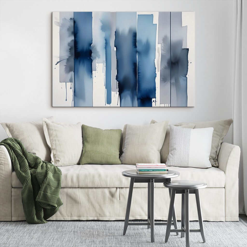 Blauwe strepen met druppels — interieur 2
