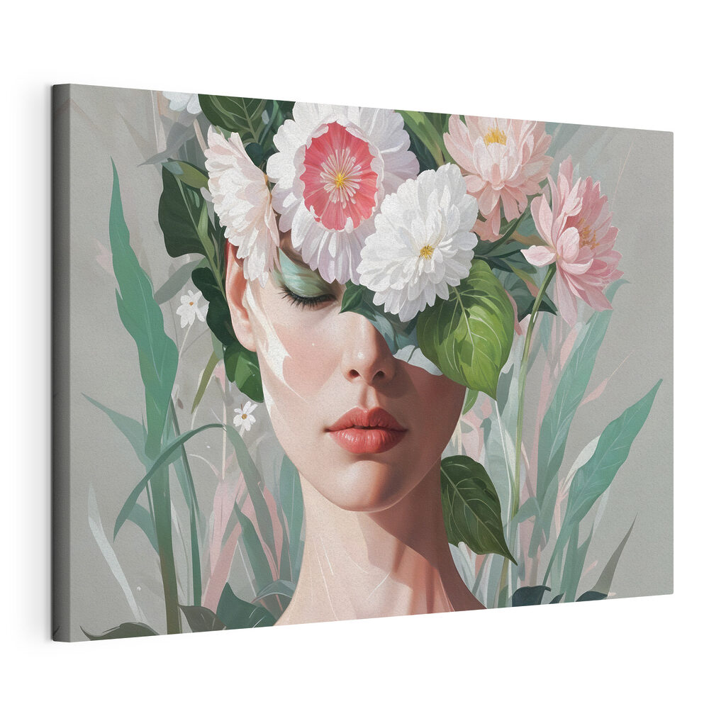 Zomertuin boven haar ogen, gespannen canvas met doorlopende rand