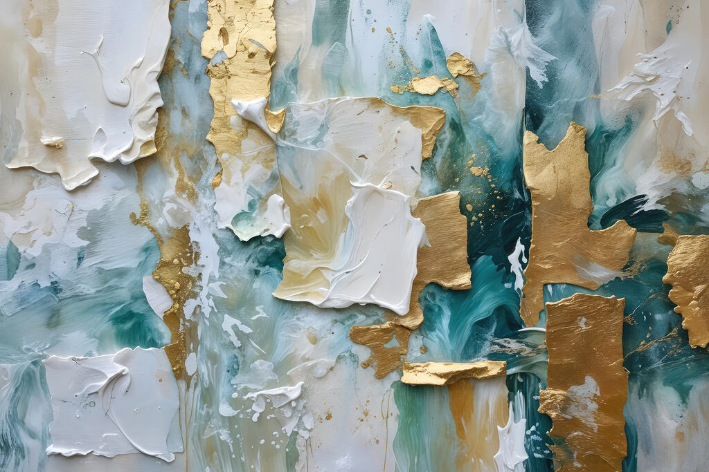 Turquoise verf met goudaccenten — volledig ontwerp
