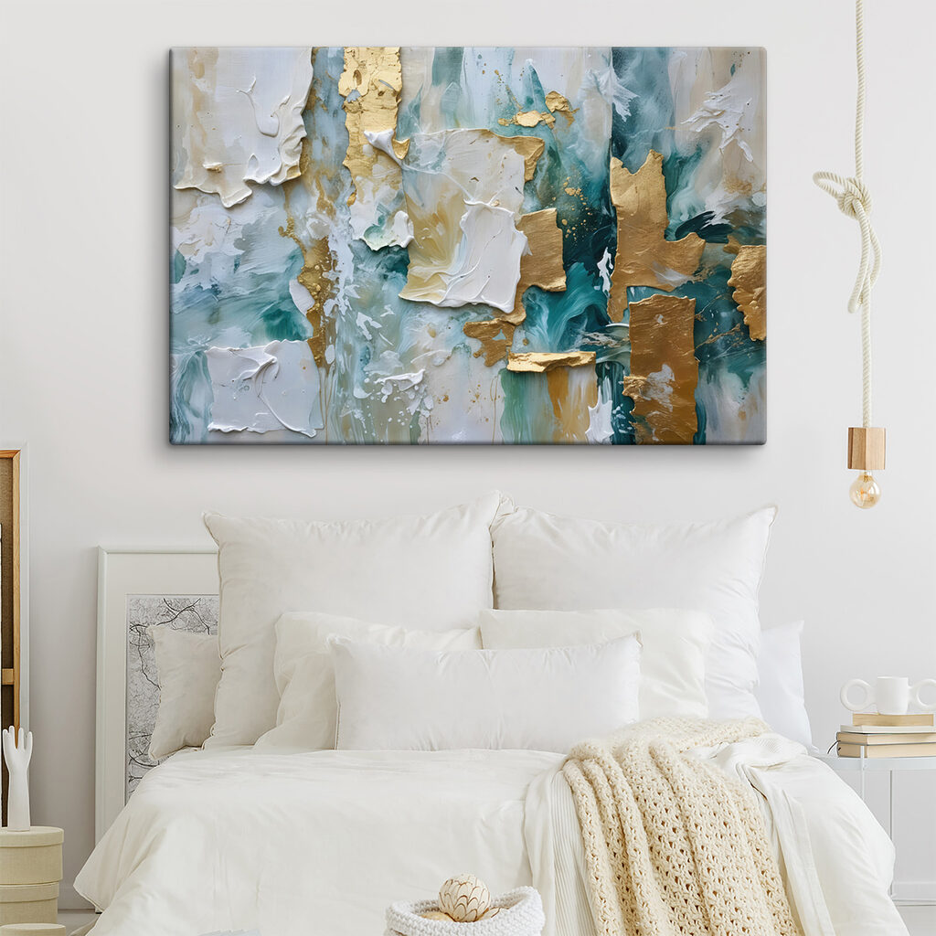 Turquoise verf met goudaccenten — interieur 1