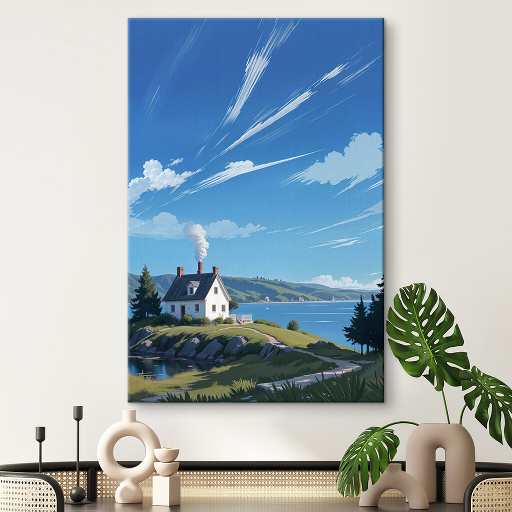 Wit huis onder wolkenstrepen — interieur 2
