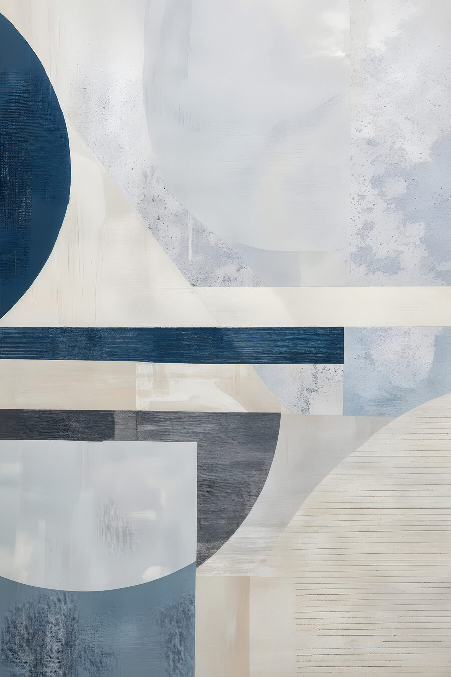 Blauwe bogen op krijtwit — volledig ontwerp