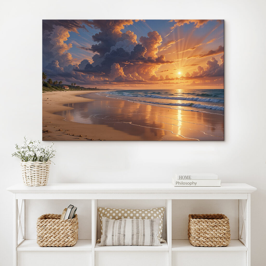Avondgloed langs een zandstrand — interieur 1