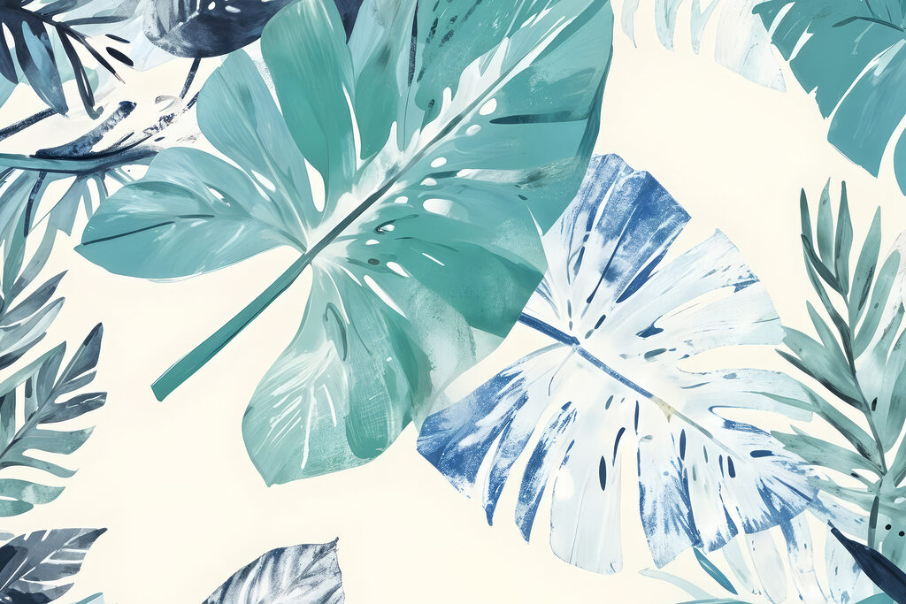 Tropische bladeren in aquarel — volledig ontwerp
