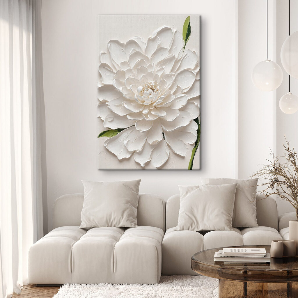 Witte bloem met groenaccenten — interieur 5