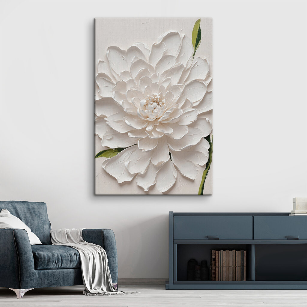 Witte bloem met groenaccenten — interieur 2