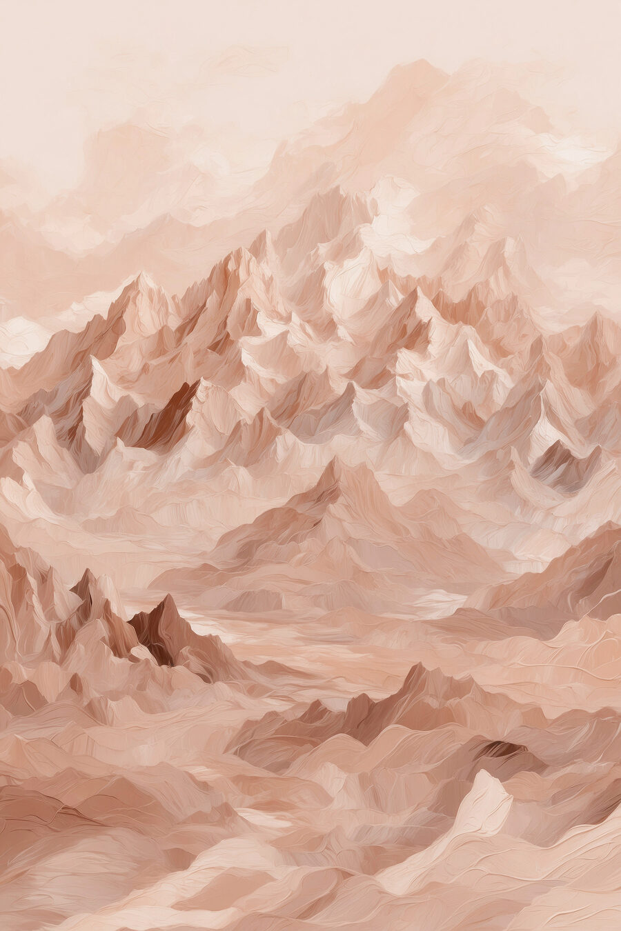 Roze bergtoppen in mist — volledig ontwerp