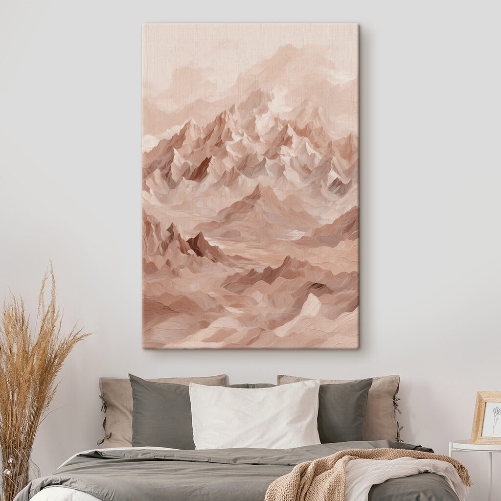 Roze bergtoppen in mist — interieur 2