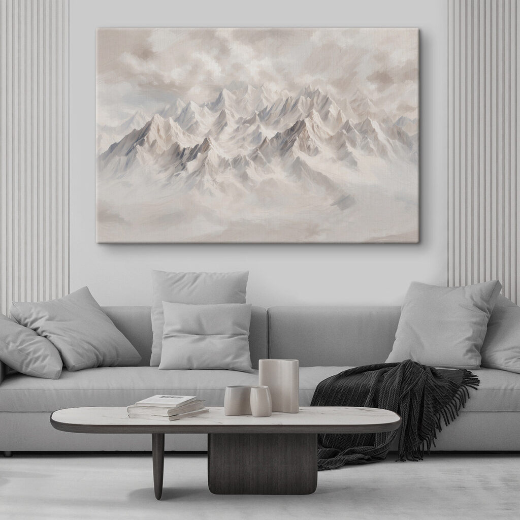 Witte bergtoppen boven wolken — interieur 2