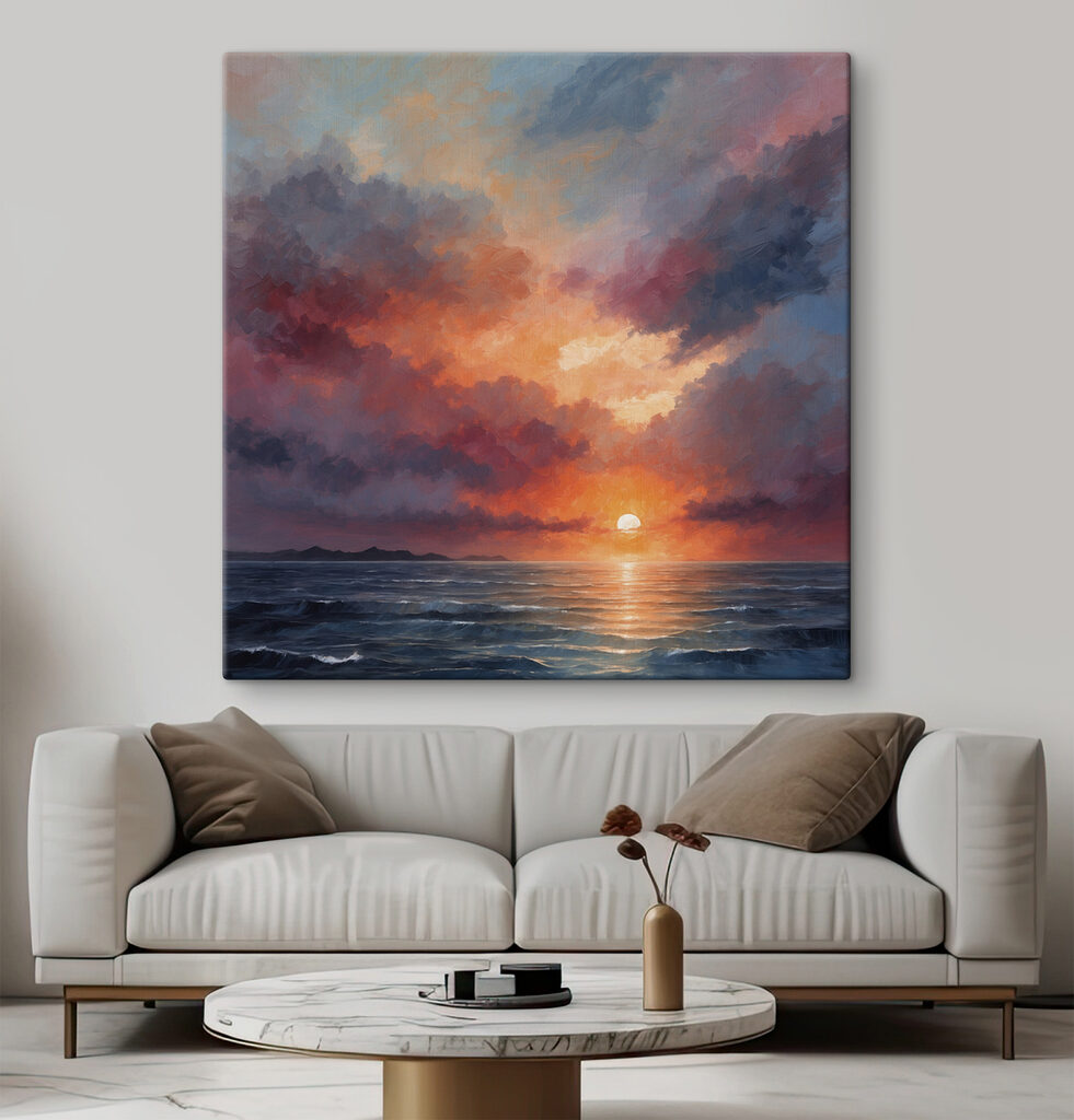 Avondzon tussen paarse zeewolken — interieur 1