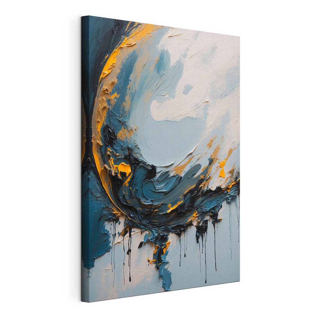 Een golf van verf, gespannen canvas met doorlopende rand