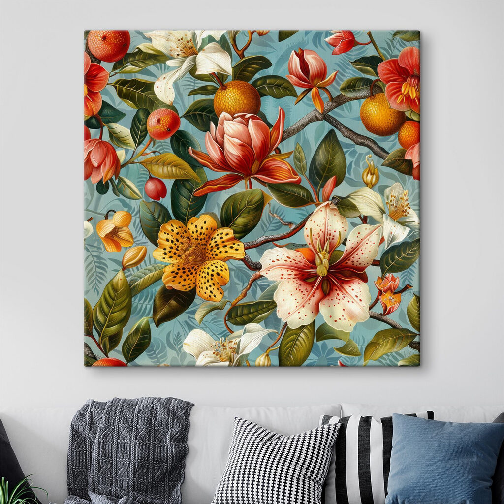 Bloemen tussen oranje fruit — interieur 4