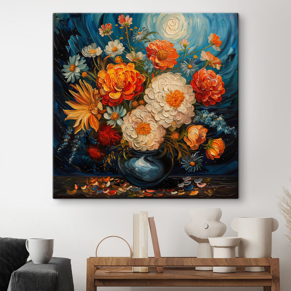 Bloemen onder blauwe wervels — interieur 2