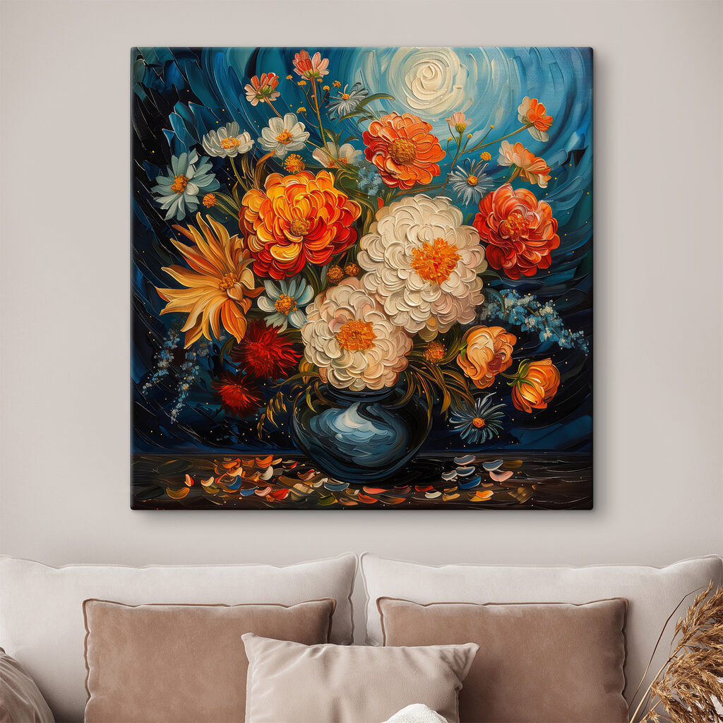Bloemen onder blauwe wervels — interieur 1