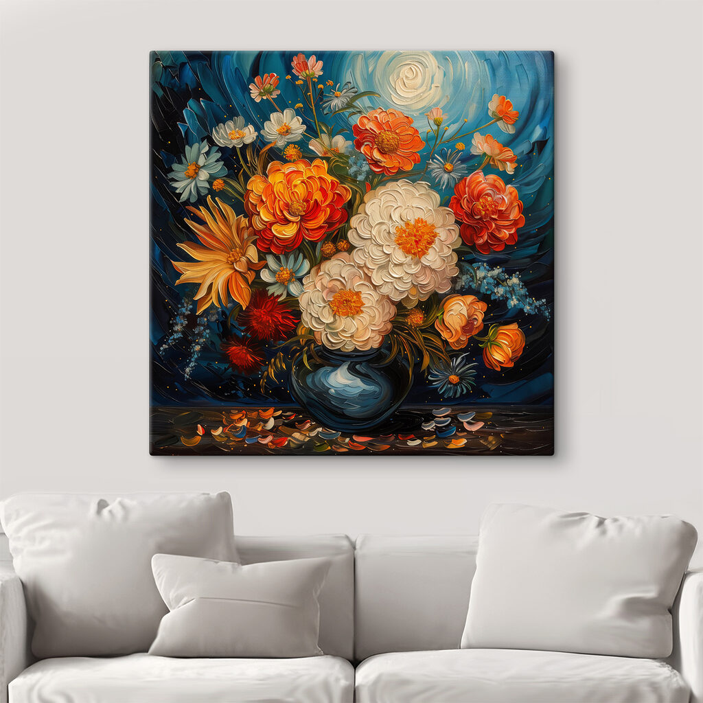 Bloemen onder blauwe wervels — interieur 3