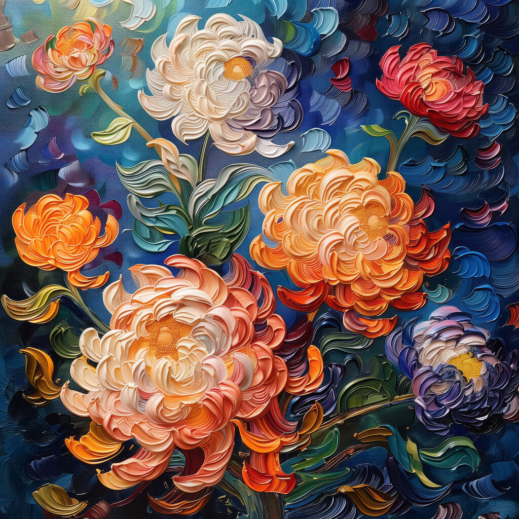Bloemen in dikke penseelstreken — volledig ontwerp