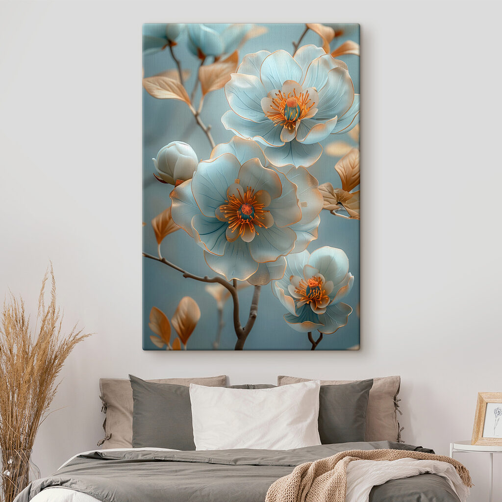 Blauwe bloesem, goudkleurige takken — interieur 2
