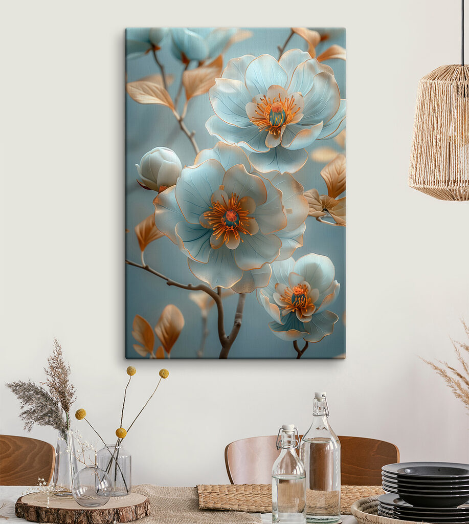 Blauwe bloesem, goudkleurige takken — interieur 3