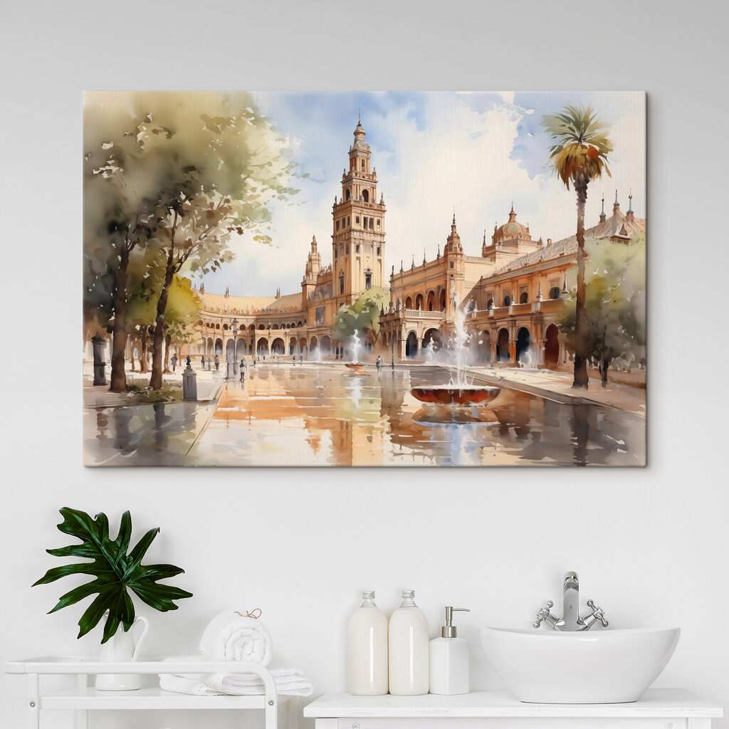 Sevilla in lichte aquarel in een interieur