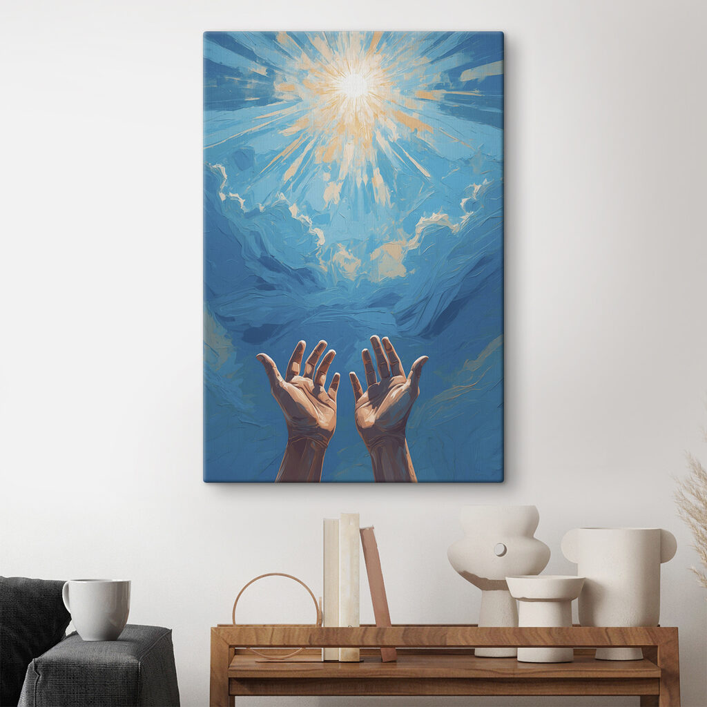 Handen reiken naar zonlicht — interieur 2