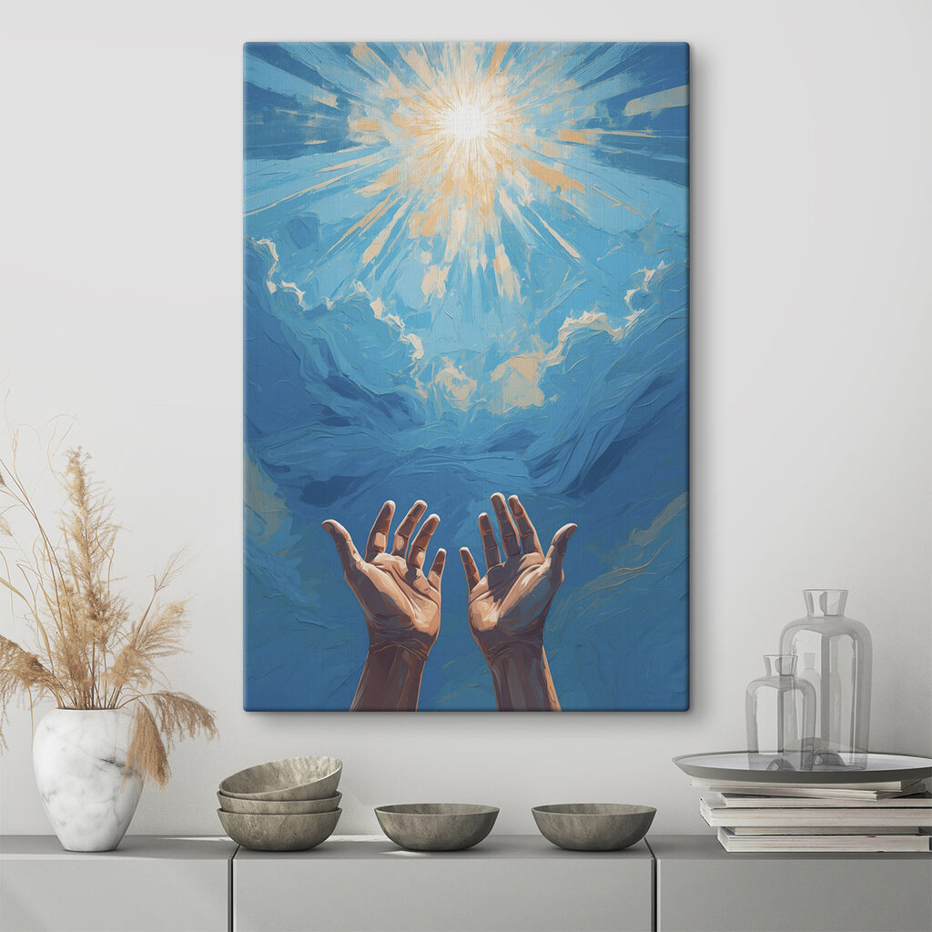 Handen reiken naar zonlicht — interieur 1