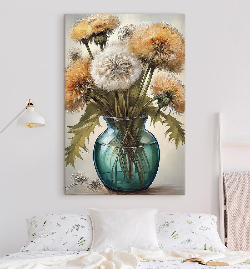 Pluisbollen in groenblauw glas — interieur 1