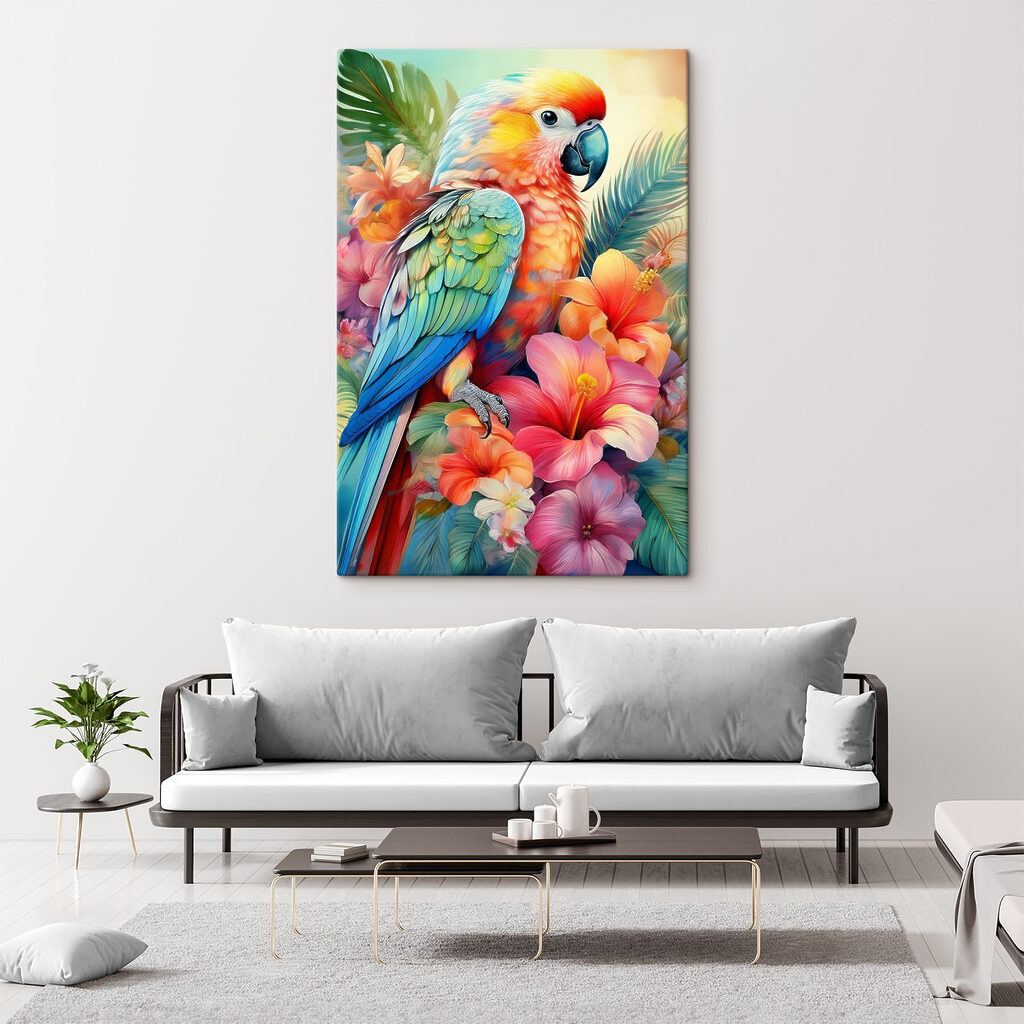 Papegaai tussen tropische bloemen — interieur 3