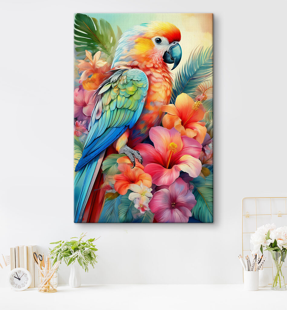 Papegaai tussen tropische bloemen — interieur 1