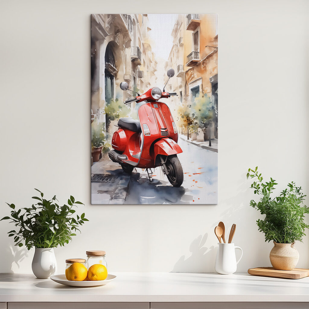 Rode scooter in steeg — interieur 1