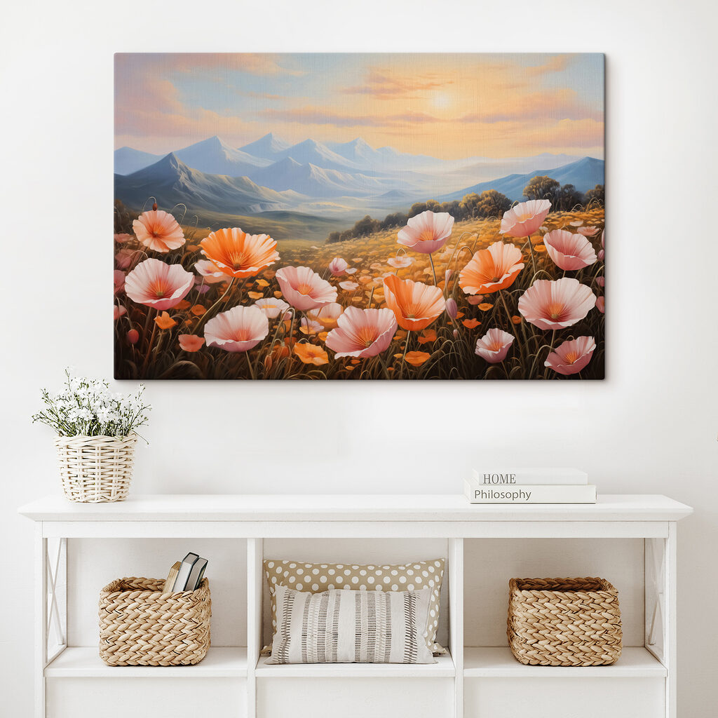 Roze veldbloemen voor bergen — interieur 2