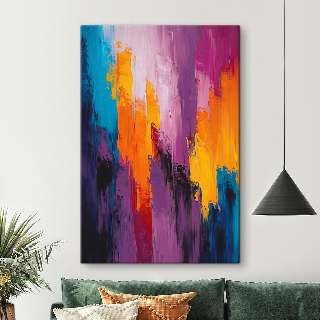 Paarse en oranje kleurstrepen — interieur 1