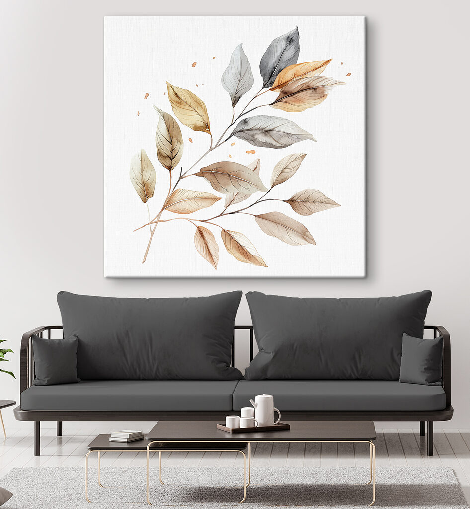 Bladtakken in zandgrijze aquarel — interieur 2
