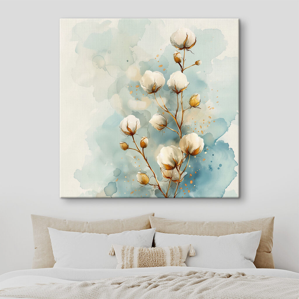 Aquarel van katoenen bloemen — interieur 1