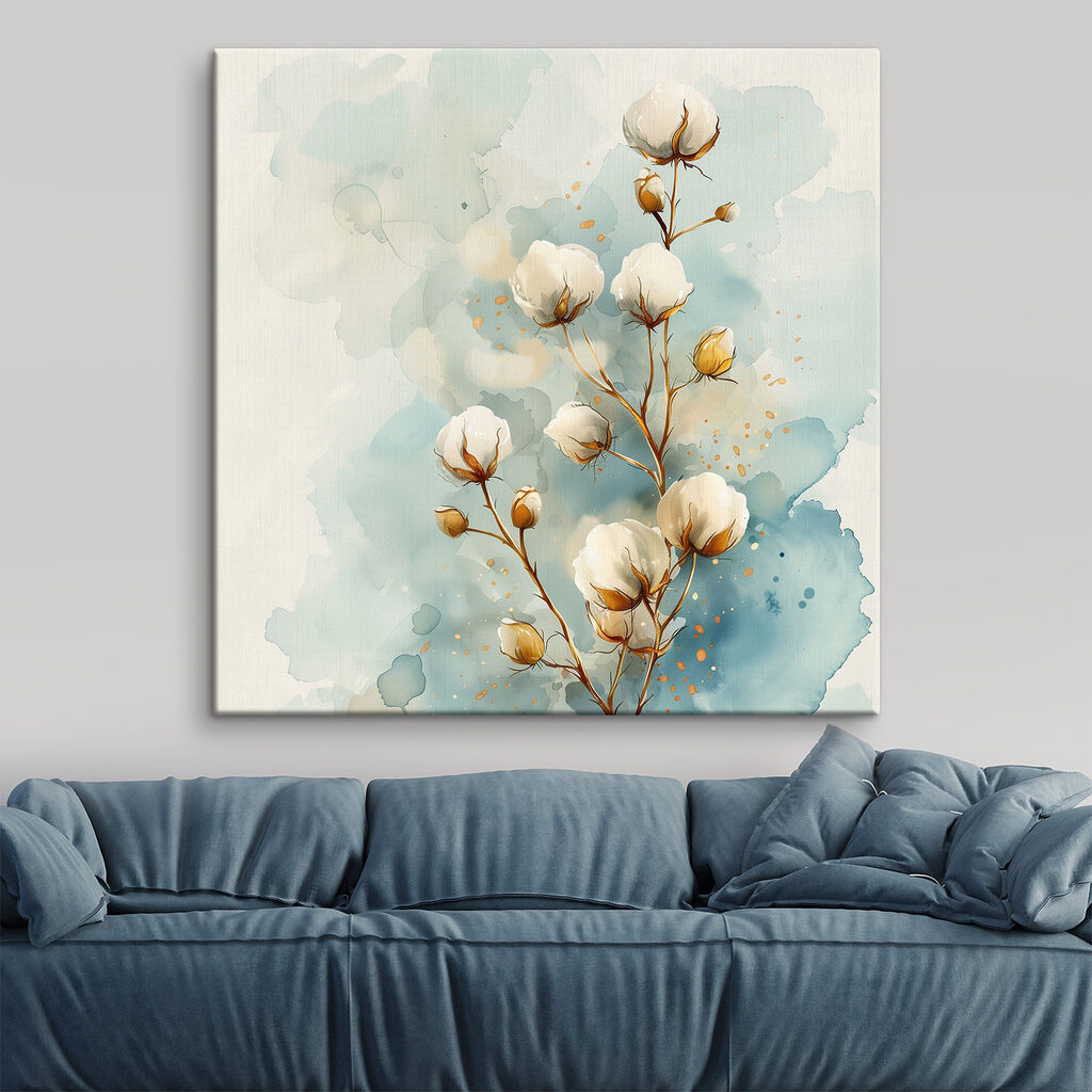 Aquarel van katoenen bloemen — interieur 2