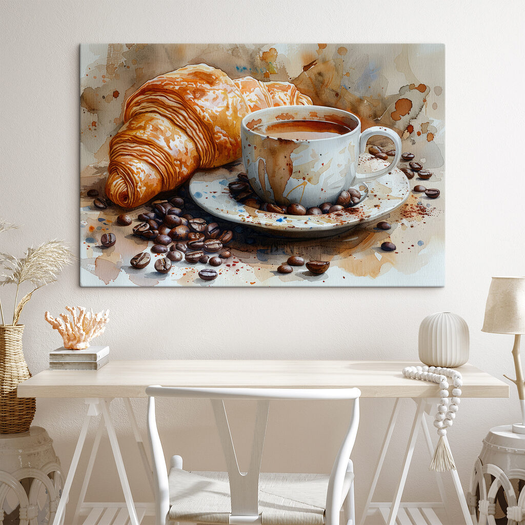 Croissant bij spattende koffie — interieur 2