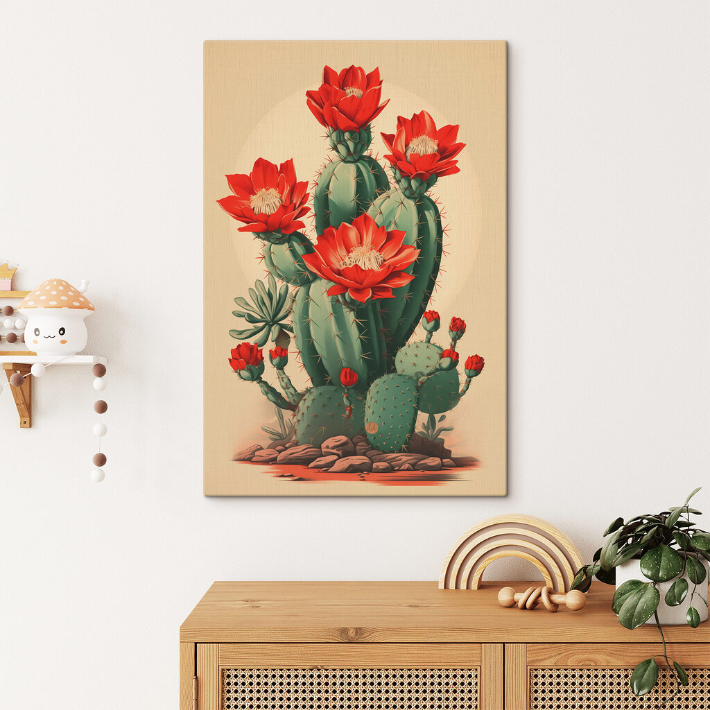 Cactus met rode bloei — interieur 1