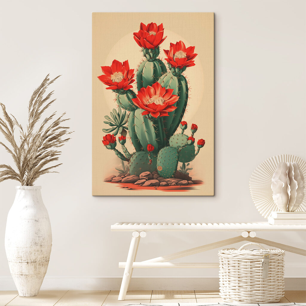 Cactus met rode bloei — interieur 2