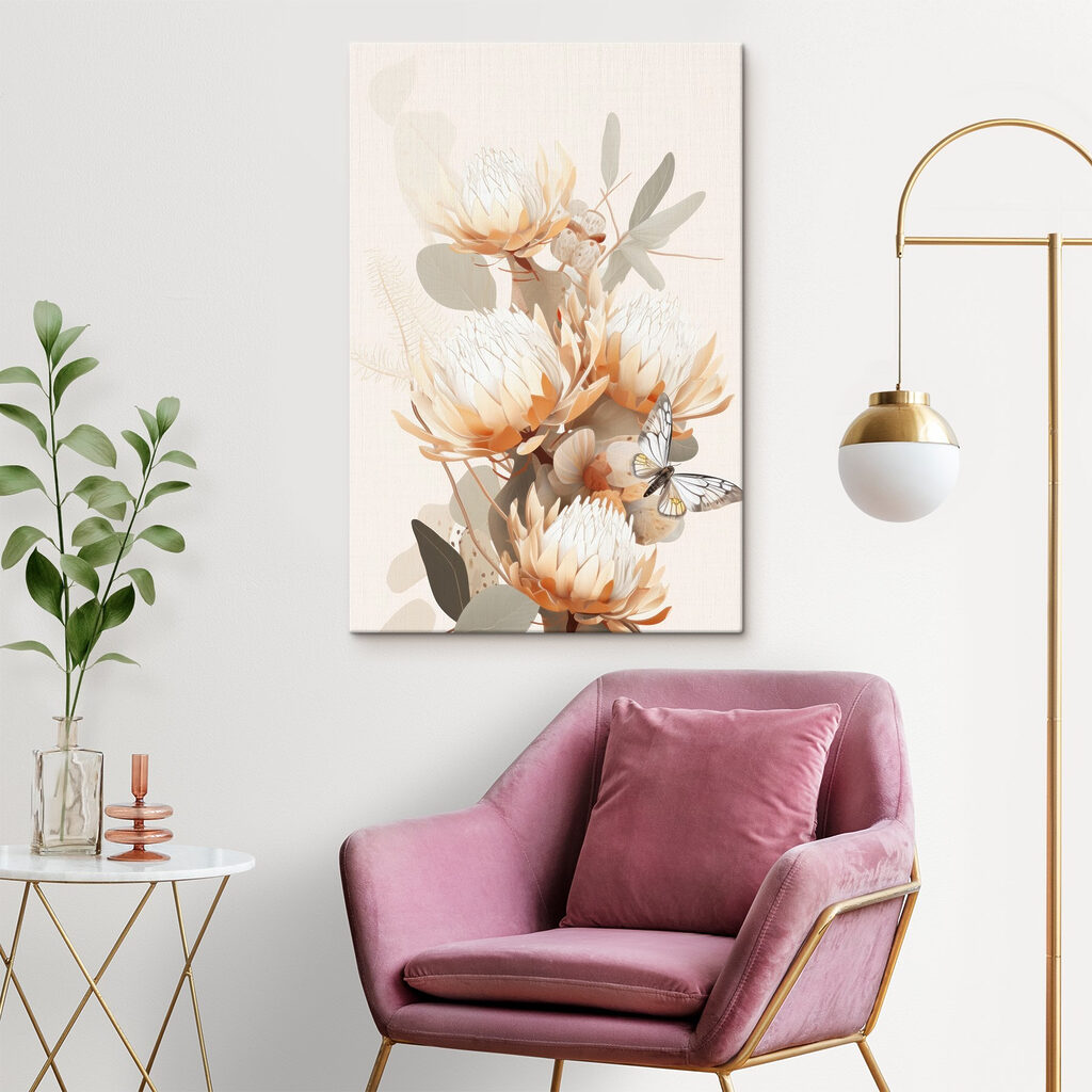Bleke protea’s tussen blad — interieur 3