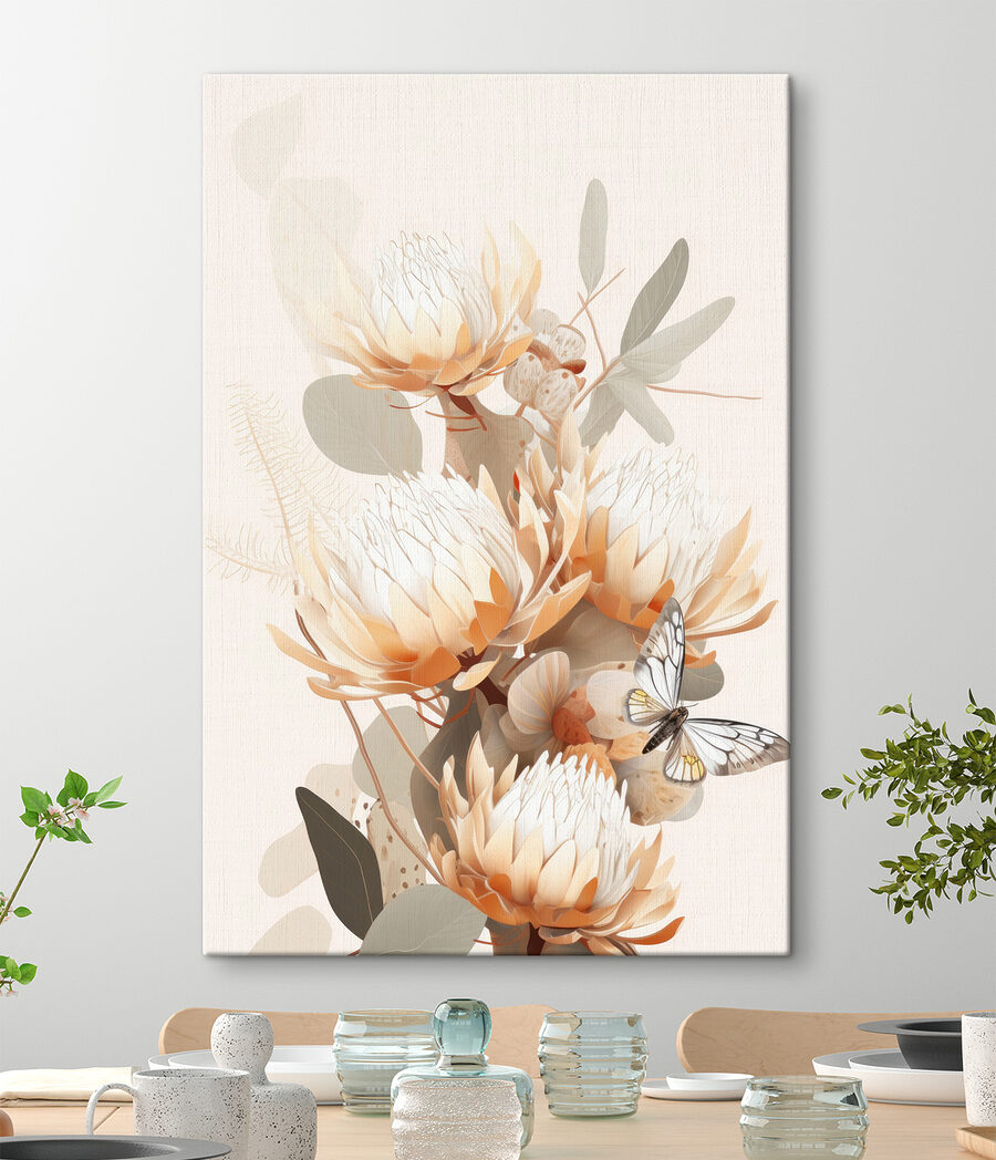 Bleke protea’s tussen blad — interieur 1