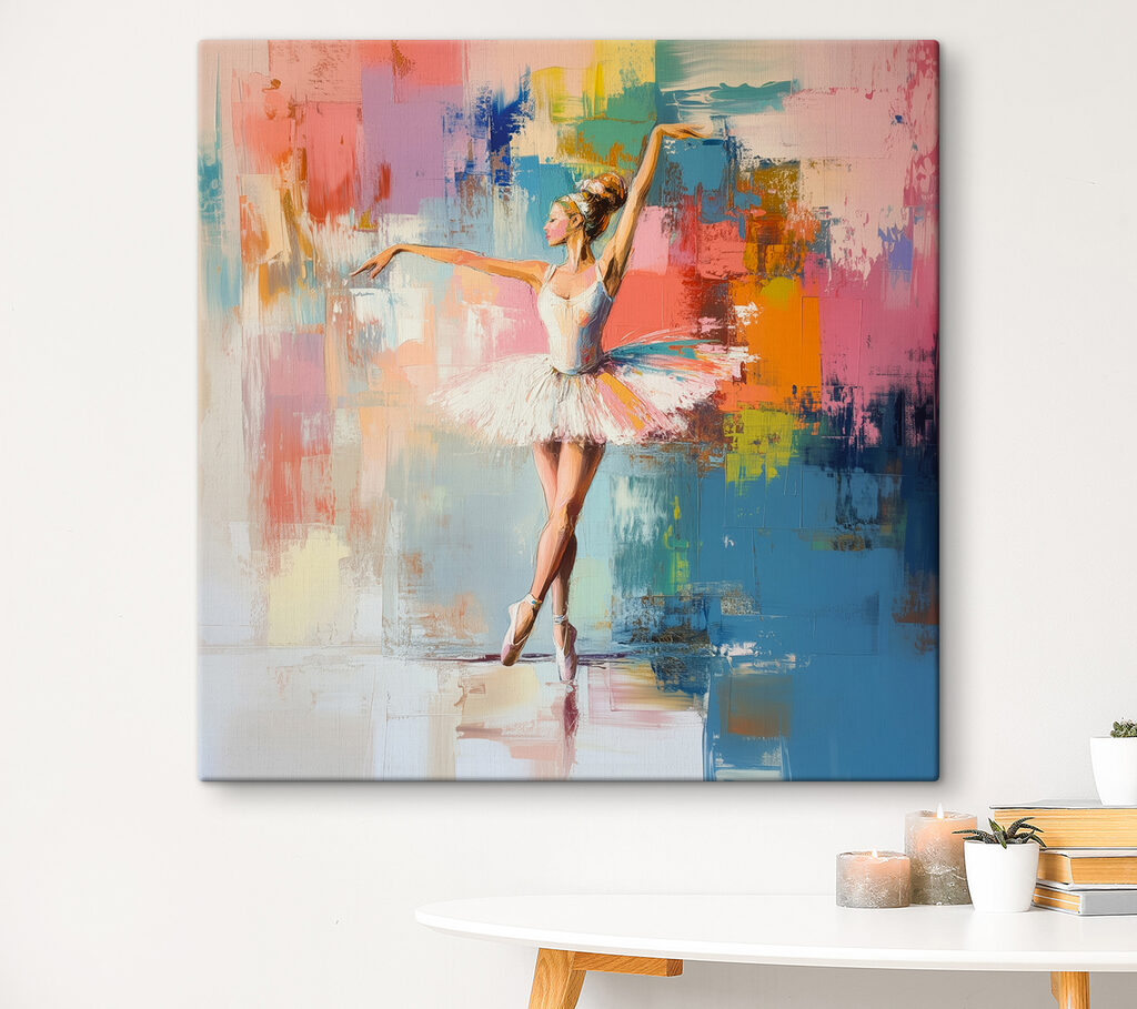Ballerina tussen spiegelende kleurvakken — interieur 2