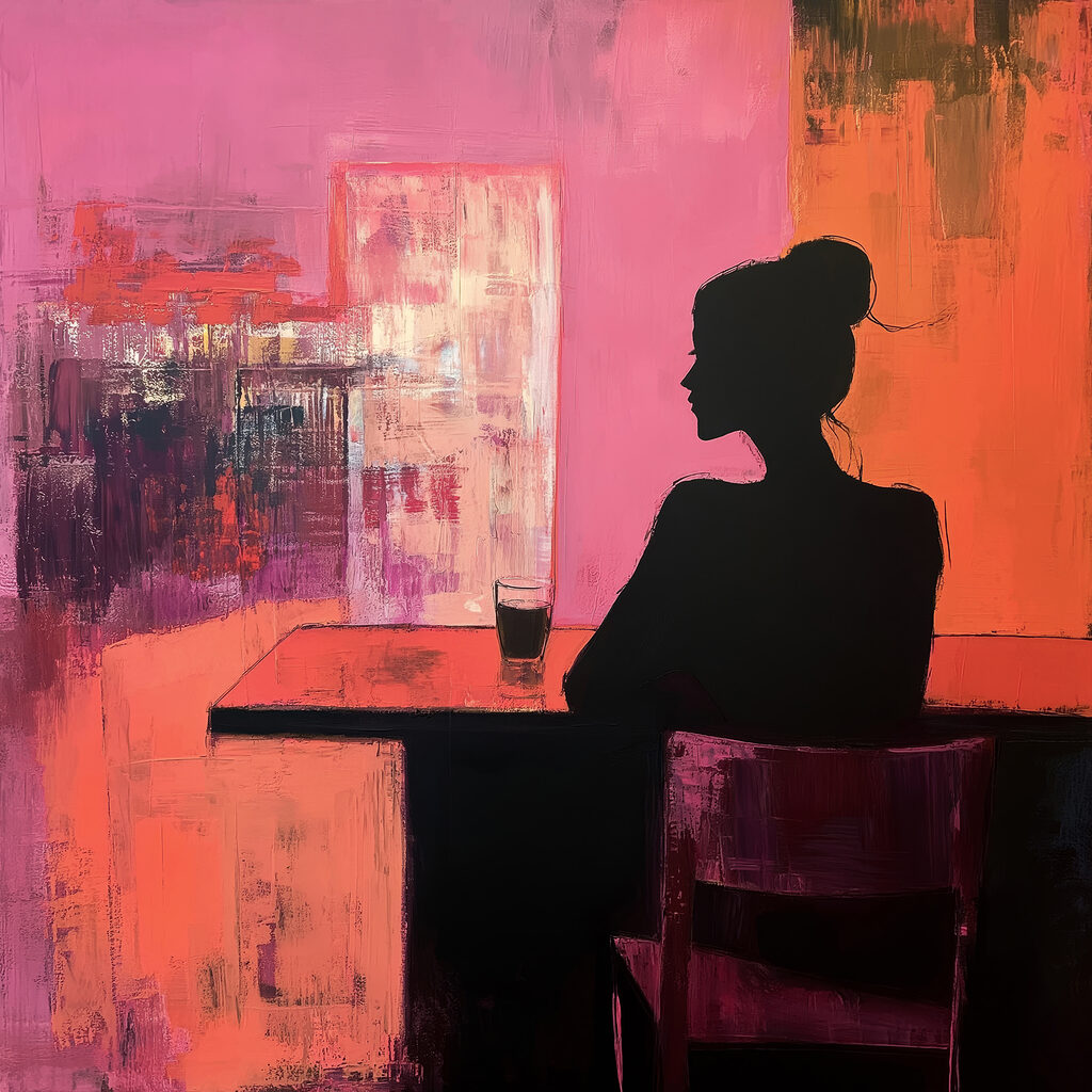 Een silhouet met wijnglas — volledig ontwerp