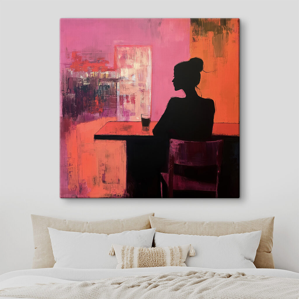Een silhouet met wijnglas — interieur 2
