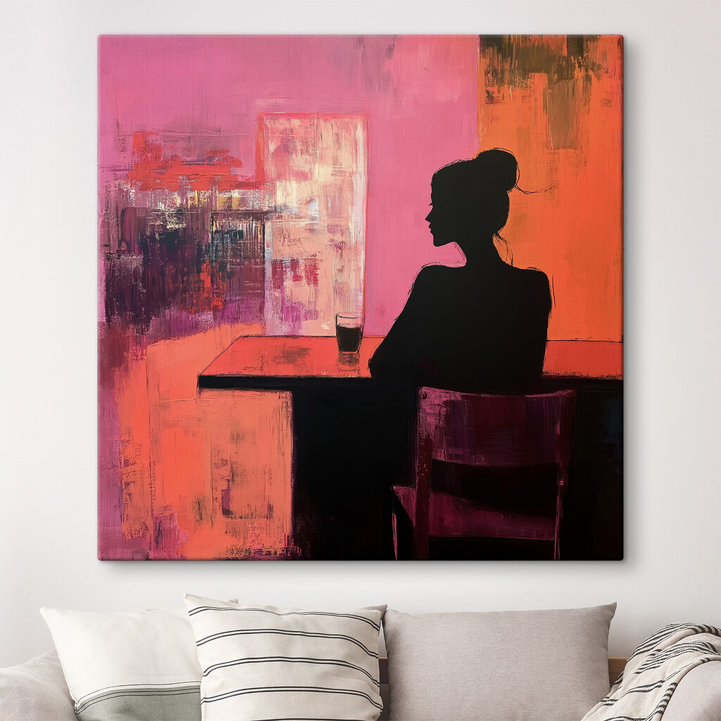 Een silhouet met wijnglas — interieur 1