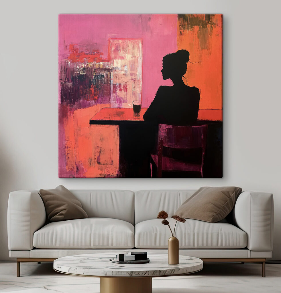 Een silhouet met wijnglas — interieur 3