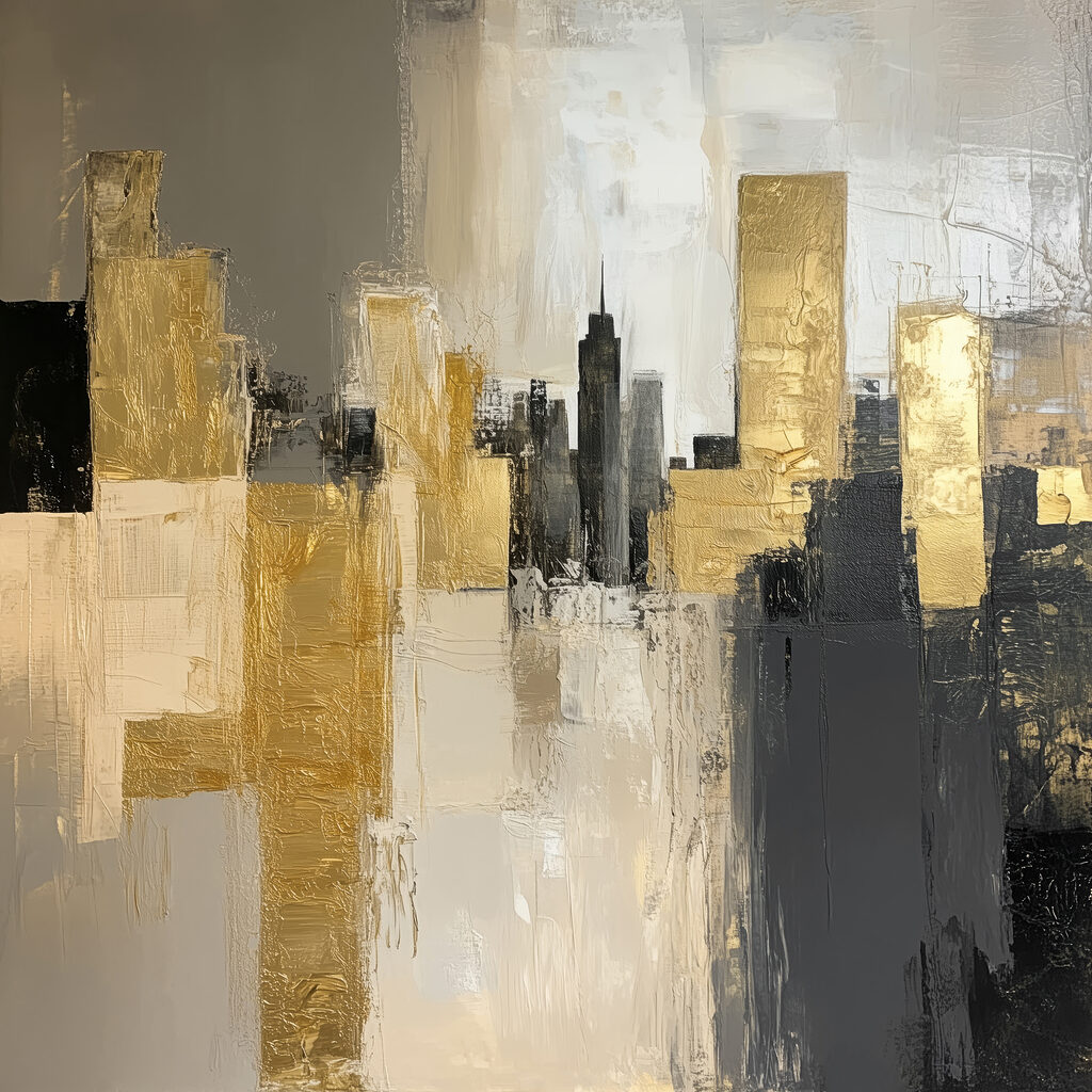 Een skyline in goudgrijs — volledig ontwerp