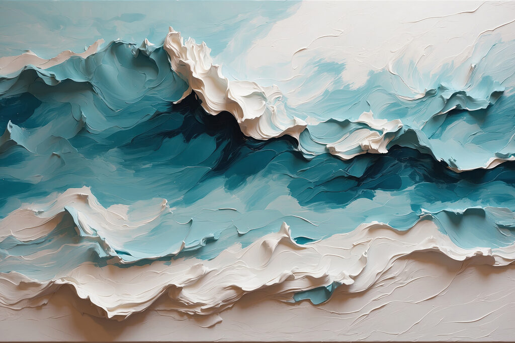 Turquoise golven met wit — volledig ontwerp