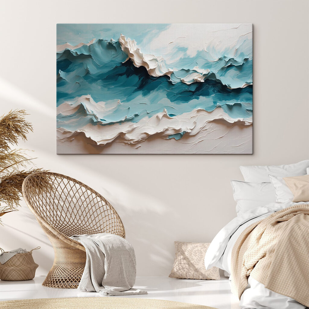 Turquoise golven met wit — interieur 4