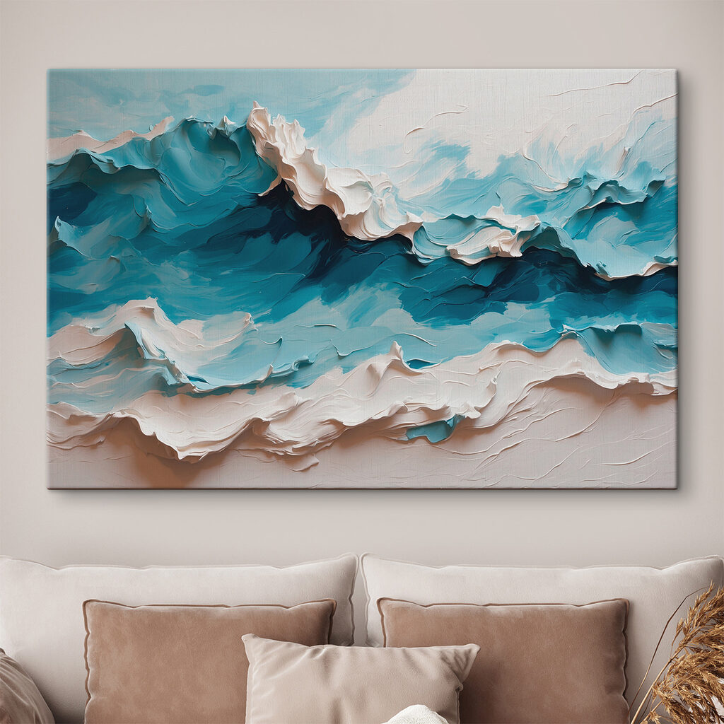 Turquoise golven met wit — interieur 1