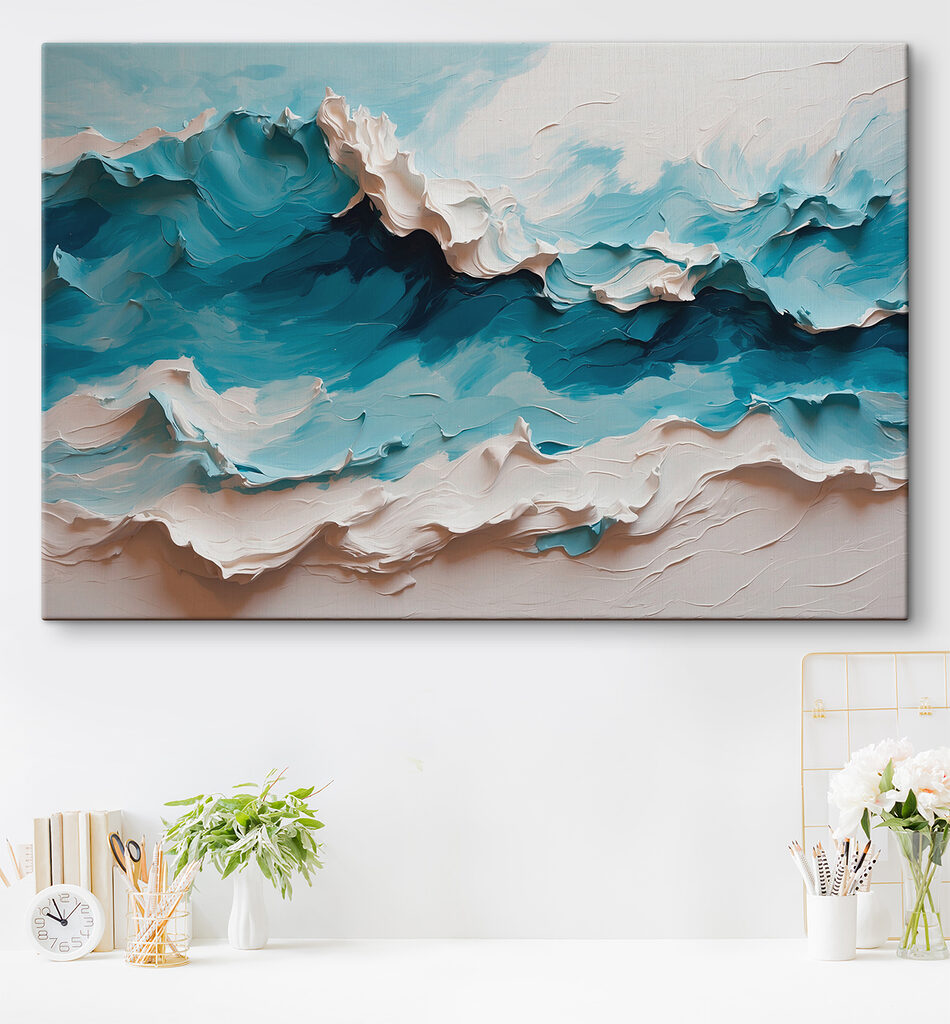 Turquoise golven met wit — interieur 3