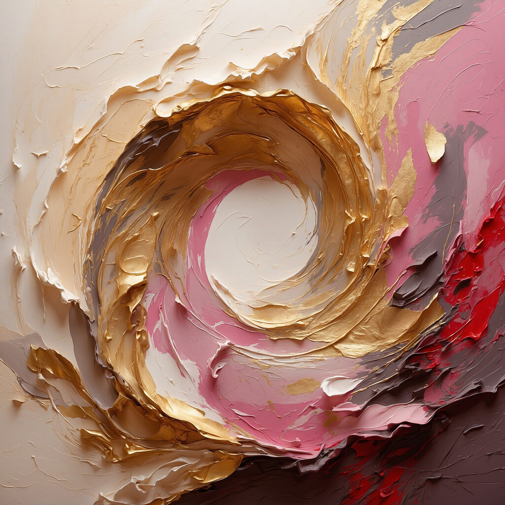 Roze wervel met goudrand — volledig ontwerp